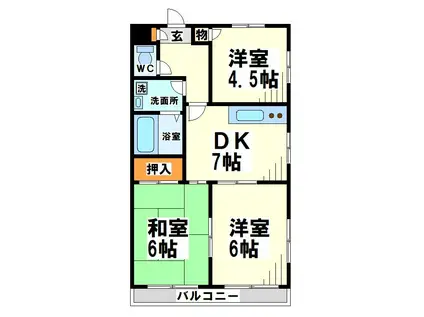 アビタシオン(3DK/2階)の間取り写真