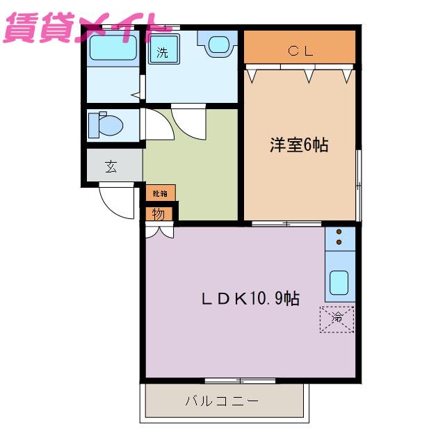 トリイハウス(1LDK/1階)の間取り写真