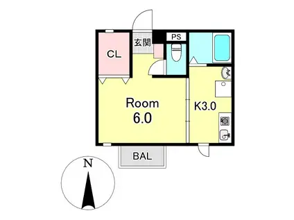 ブランミュール(1K/1階)の間取り写真