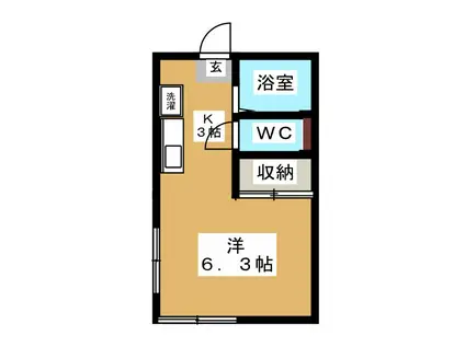 めぞんきのこ(ワンルーム/2階)の間取り写真