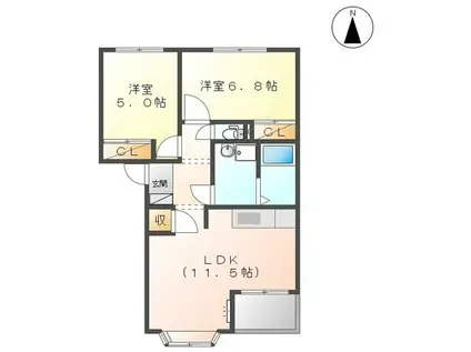 サン ソレイユ(2LDK/2階)の間取り写真
