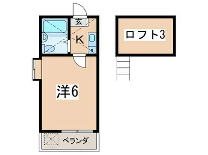YKマンション(1K/2階)の間取り写真
