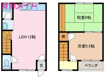 エクセルハイツ羽津山(2LDK/1階)の間取り写真