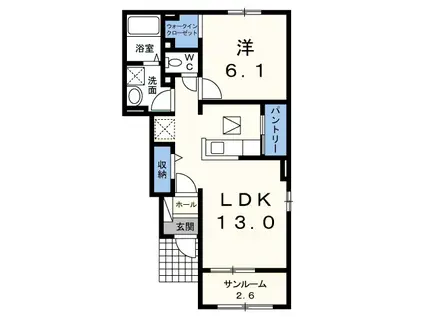 プレジール・ケイ(1LDK/1階)の間取り写真