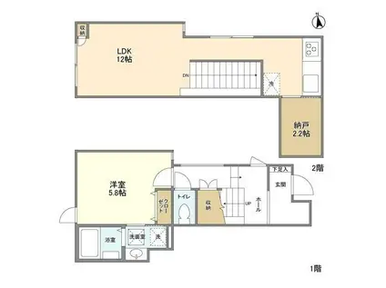 G LDKIII(1SLDK/1階)の間取り写真