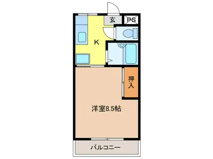 ジョイフル(1K/1階)の間取り写真