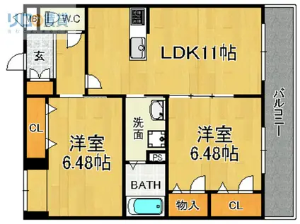 べレオ宝塚(2LDK/2階)の間取り写真