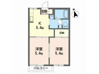 グランパティオ北上C(2K/2階)の間取り写真