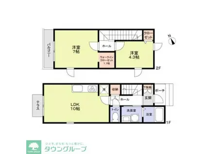 エムキース国領B(2LDK/1階)の間取り写真