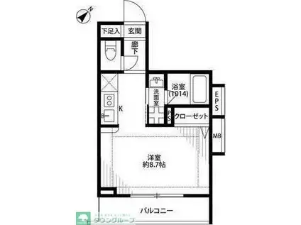 プレールドゥーク下井草 (ワンルーム/1階)の間取り写真