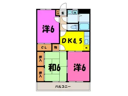 ラフェスタ深谷(3DK/1階)の間取り写真