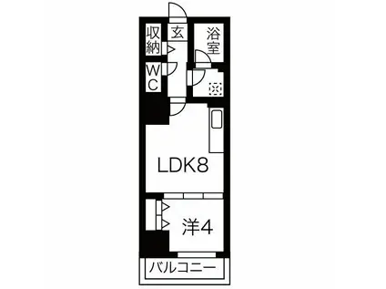 クリスタルガーデン栄町(1LDK/9階)の間取り写真