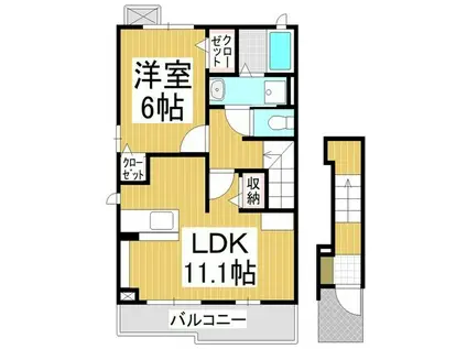 フォーリスト(1LDK/2階)の間取り写真