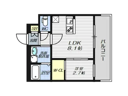 ソルテラスNAMBAサウスフィール(1LDK/7階)の間取り写真