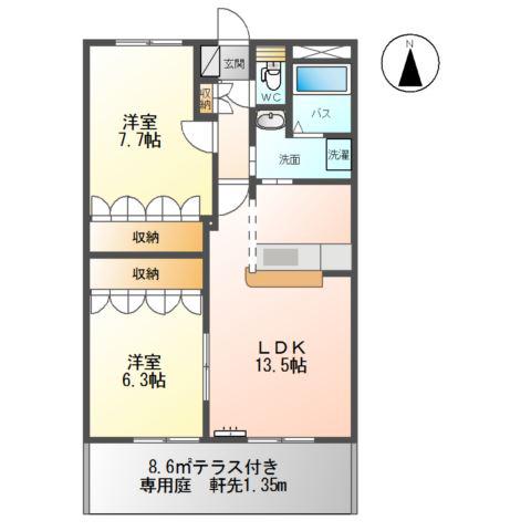 プロニティ21(2LDK/1階)の間取り写真