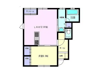 梅の木町DHB棟(1LDK/1階)の間取り写真