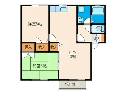 ゆずりはサンハイツ(2LDK/2階)の間取り写真