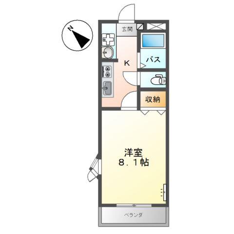 アメニティハイツ(1K/2階)の間取り写真