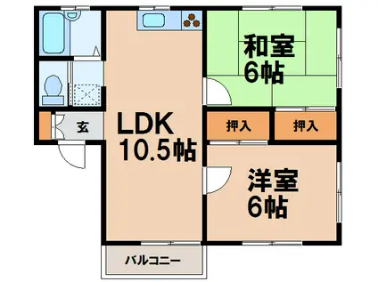 コーポスズケン(2LDK/2階)の間取り写真