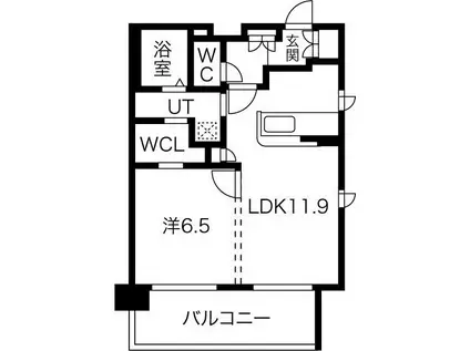パルティール並木(1LDK/9階)の間取り写真