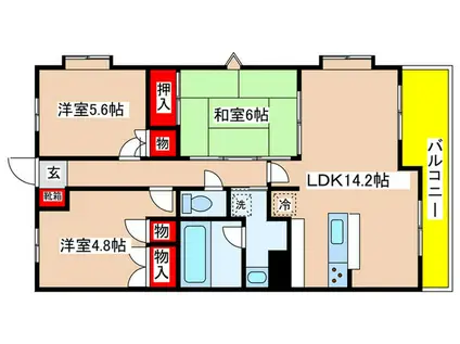 シャトー高石(3LDK/2階)の間取り写真