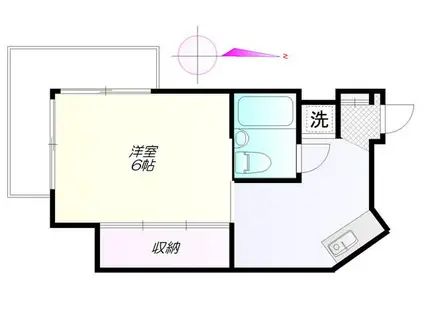 緑が丘ハイツ(1K/3階)の間取り写真