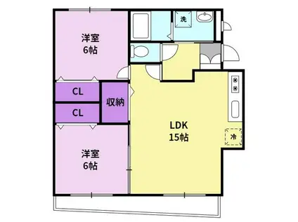 ロイヤルガーデン野中の杜(2LDK/3階)の間取り写真