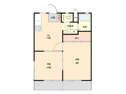 グリーンヒル(2DK/1階)の間取り写真