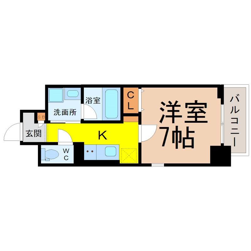 DIAMOND MOON(1K/4階)の間取り写真