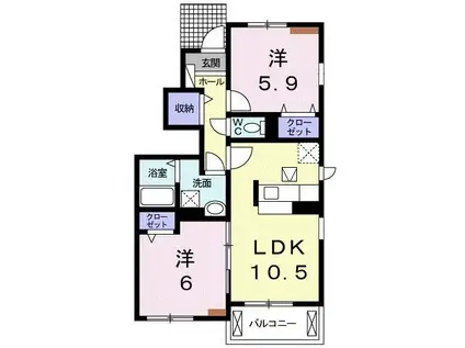 カームA(2LDK/1階)の間取り写真