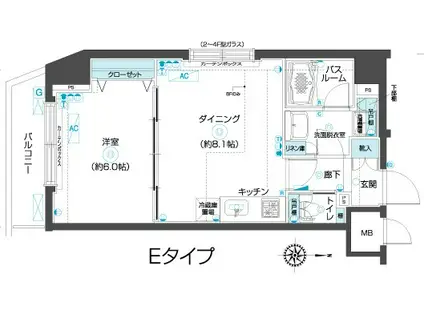 フェニックス武蔵関参番館(1LDK/8階)の間取り写真
