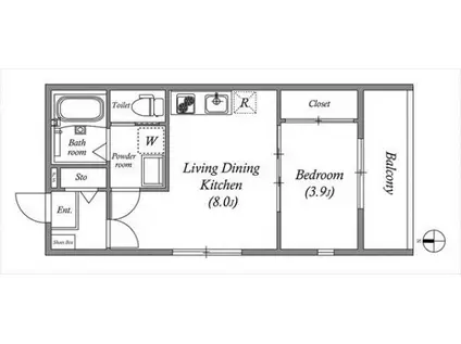 ハーモニーテラス-SY椥辻(1LDK/2階)の間取り写真