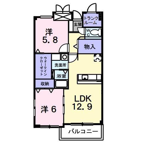 イーストガーデン(2LDK/1階)の間取り写真