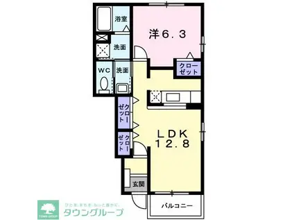 ハーバー・ヴィラ蘇我(1LDK/1階)の間取り写真