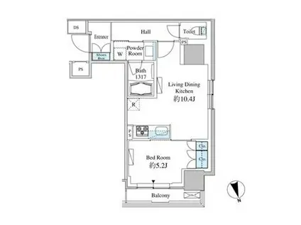 ベルファース芝浦タワー(1LDK/13階)の間取り写真