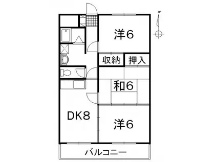 中央マンション(3DK/3階)の間取り写真