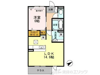 たまきA・B棟B棟(1LDK/1階)の間取り写真