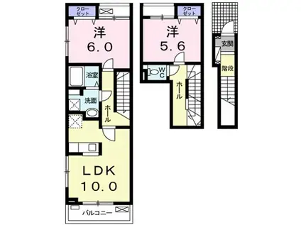 フェアリーII(2LDK/2階)の間取り写真