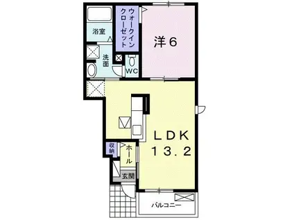 ル フレール I(1LDK/1階)の間取り写真