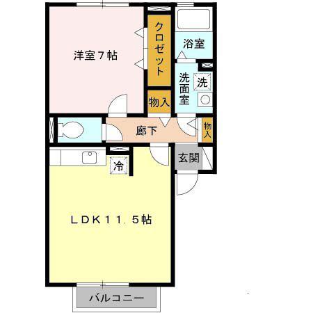 ドゥ・フォルティ(1LDK/2階)の間取り写真