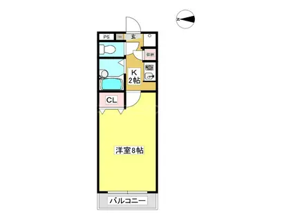 ウイングコート御幸(1K/2階)の間取り写真