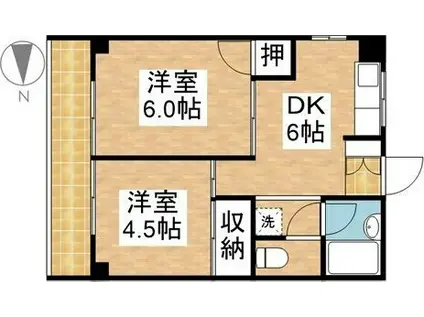 タマキビル(2DK/4階)の間取り写真