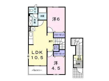 サニーレジデンス(2LDK/2階)の間取り写真