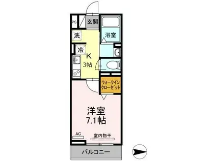 D-グレイス B(1K/1階)の間取り写真