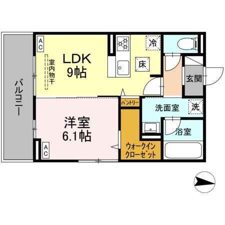 ラピルデ開成(1LDK/1階)の間取り写真