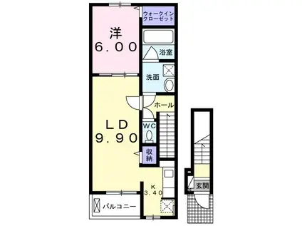 パール・トゥ・シャイン恵梨(1LDK/2階)の間取り写真