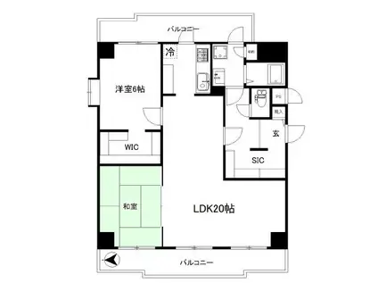 ベルトゥリー若草(2LDK/2階)の間取り写真