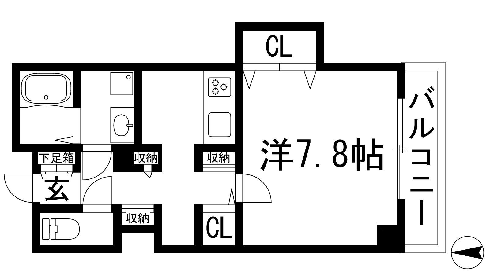 ラウレア逆瀬川(1K/4階)の間取り写真