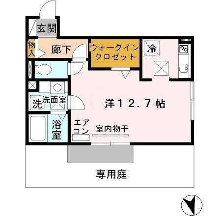 フォースクエア岡田(ワンルーム/1階)の間取り写真