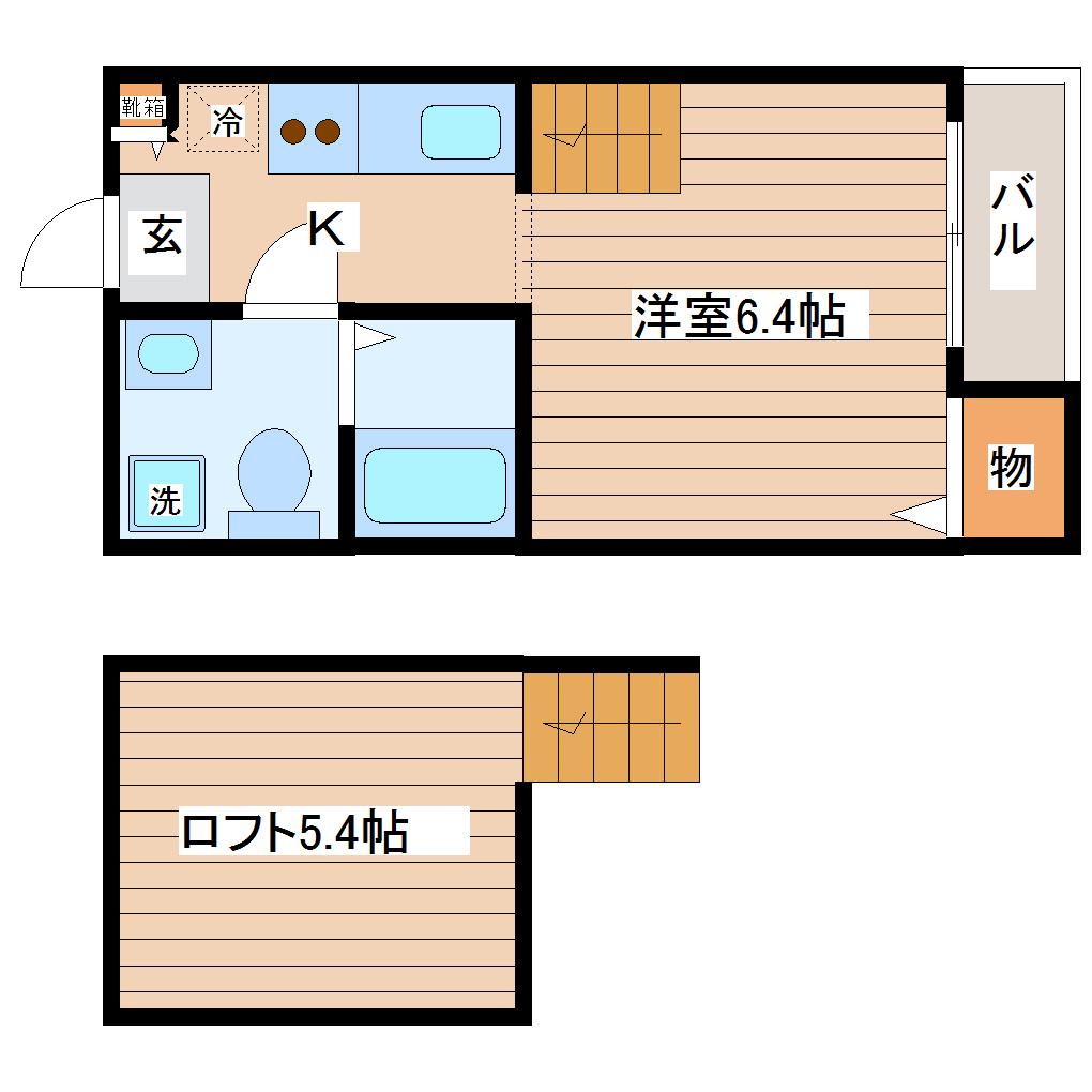 グローリー宮町(1K/1階)の間取り写真